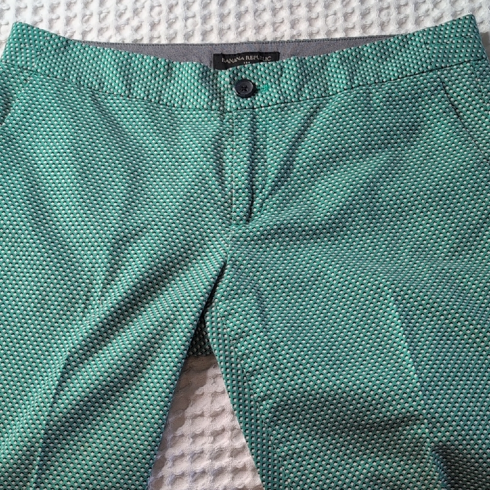 Banana Republic Teal Patterned Hampton Fit Trousers